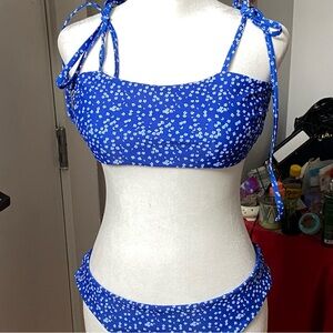 Cottagecore Blue Floral Bikini Set